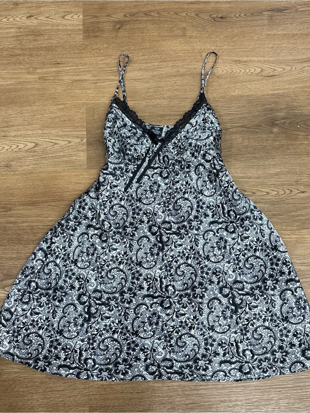 Black & gray slip dress mini lingerie nightgown pajamas apt. 9